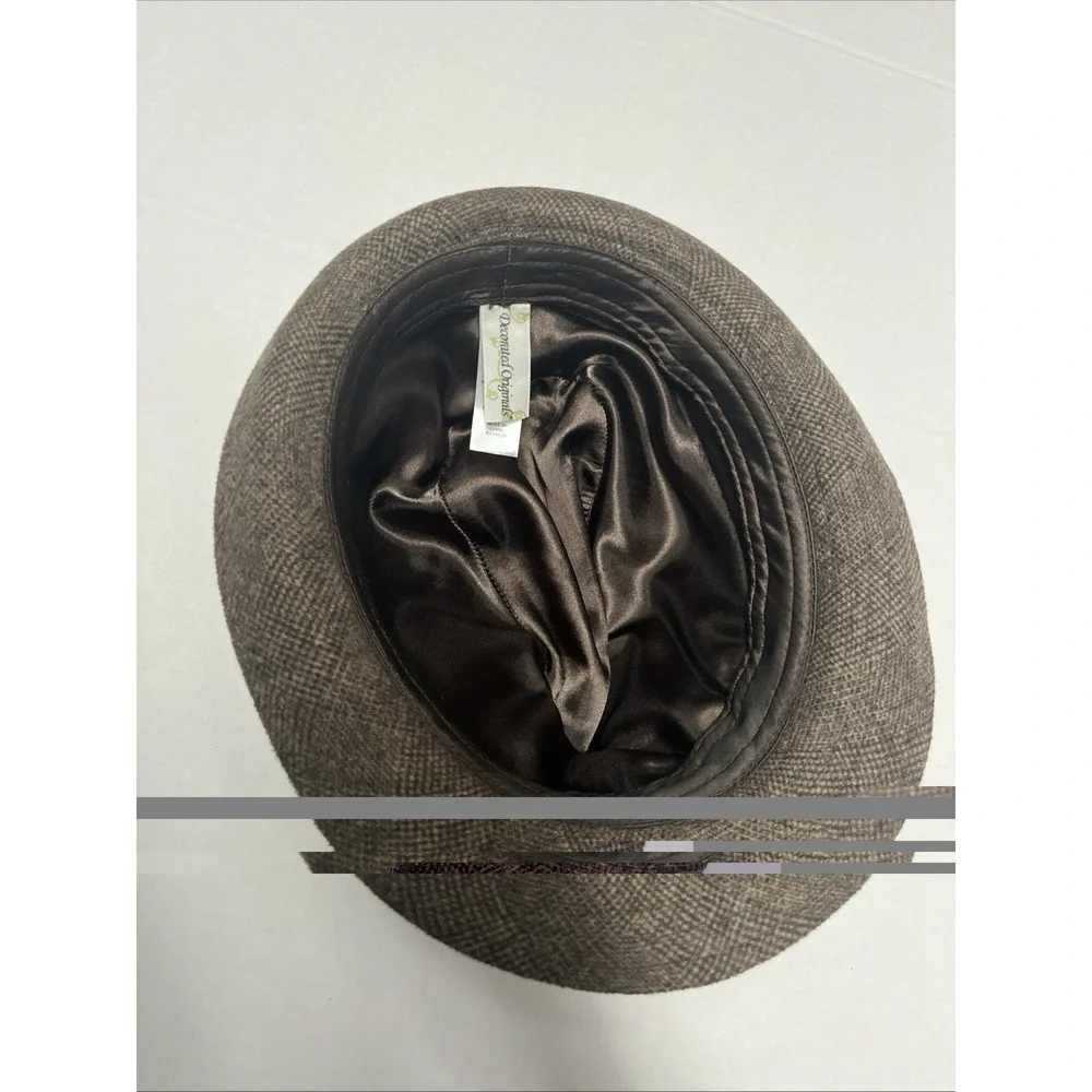 Decorated Originals Women's Brown Tweed Fedora Hat Satin Lining Short Brim